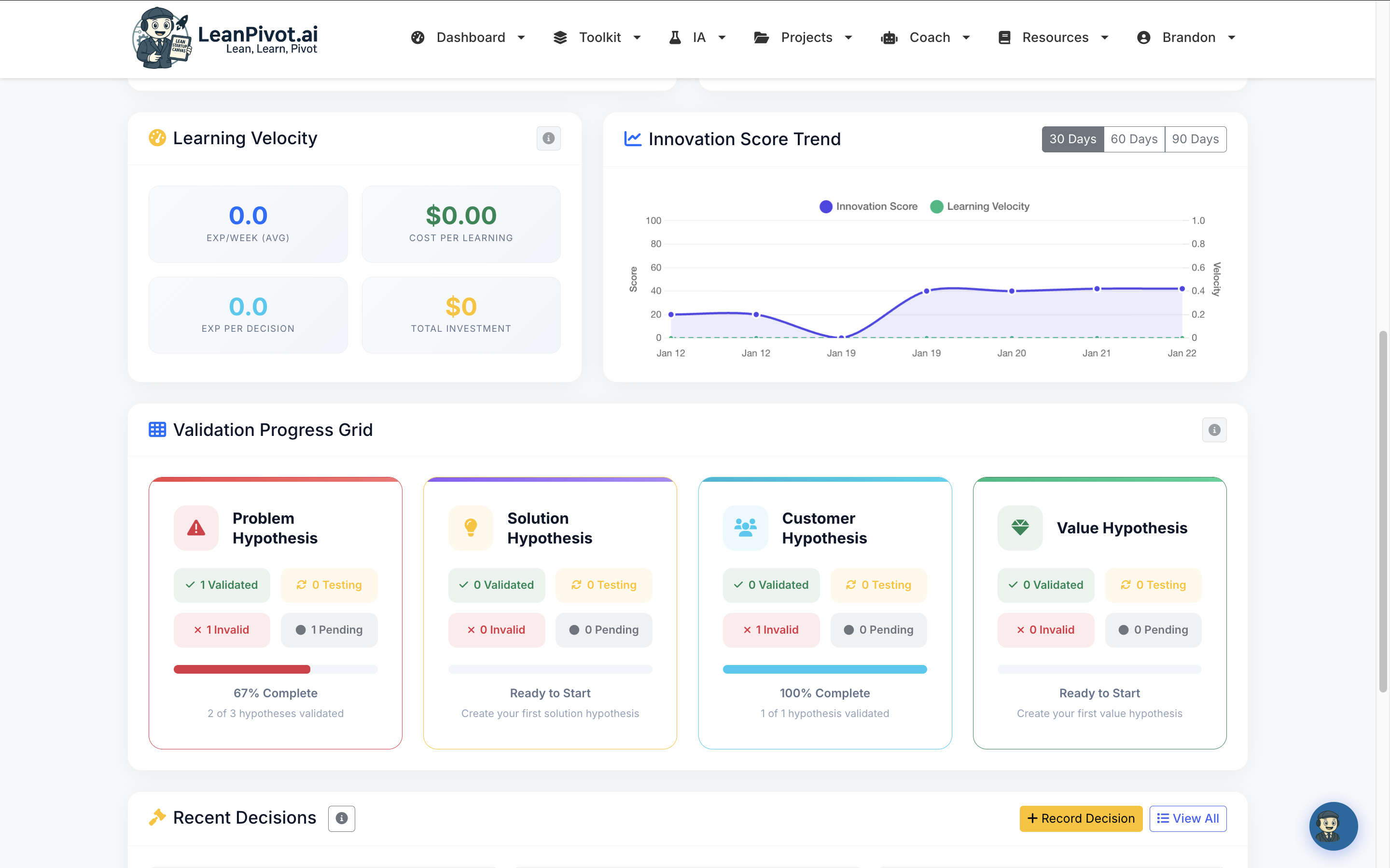 Recent Decisions and Learning Velocity tracking