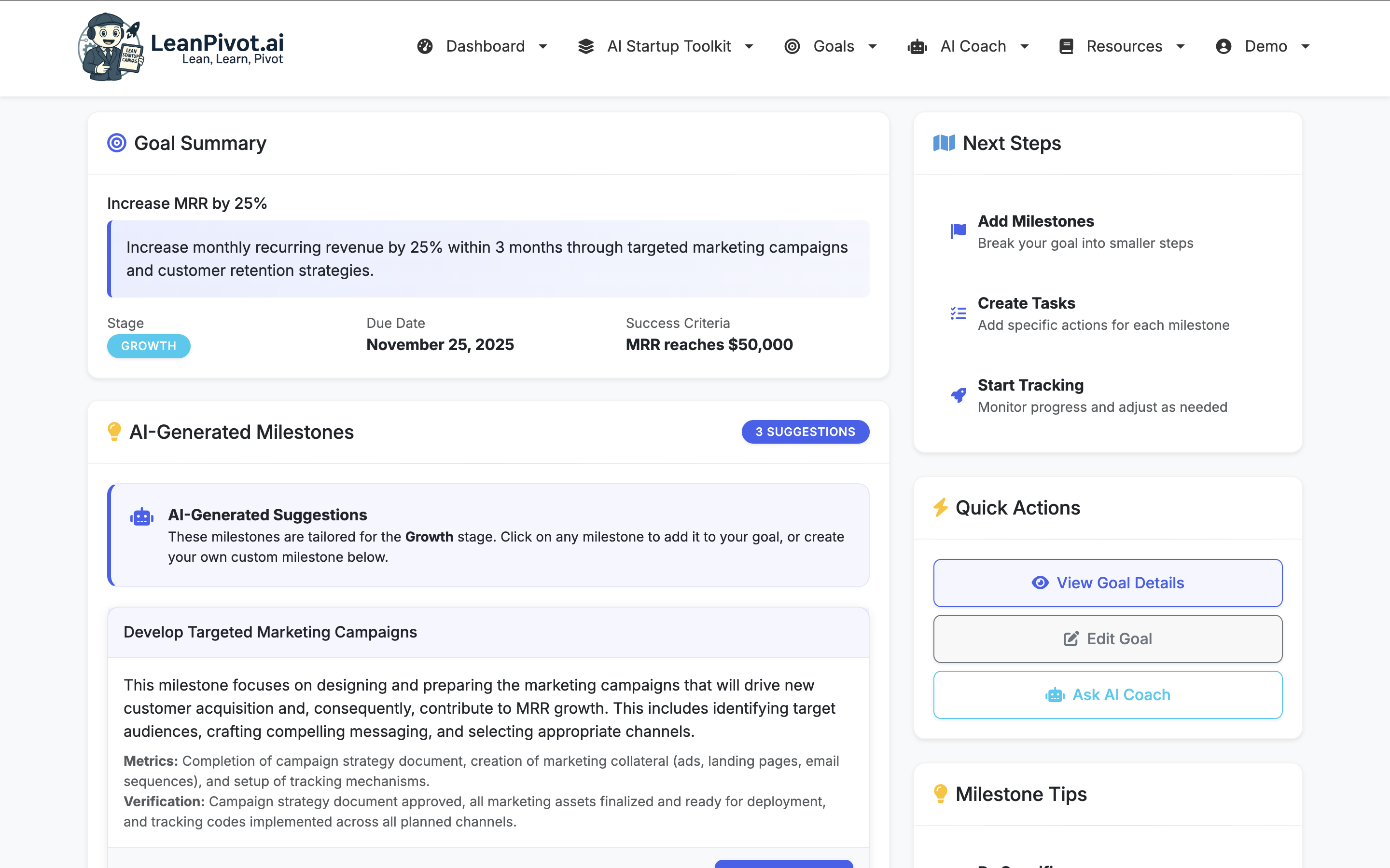 AI-Generated Milestones