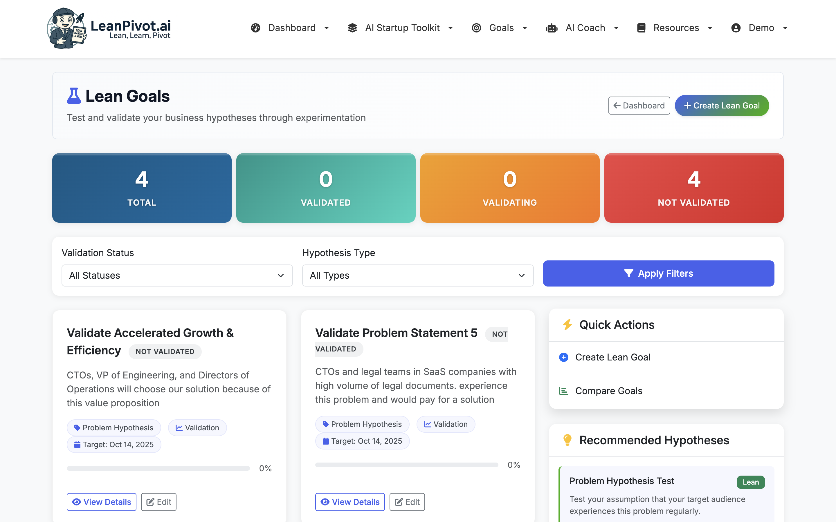 Lean Goals Dashboard