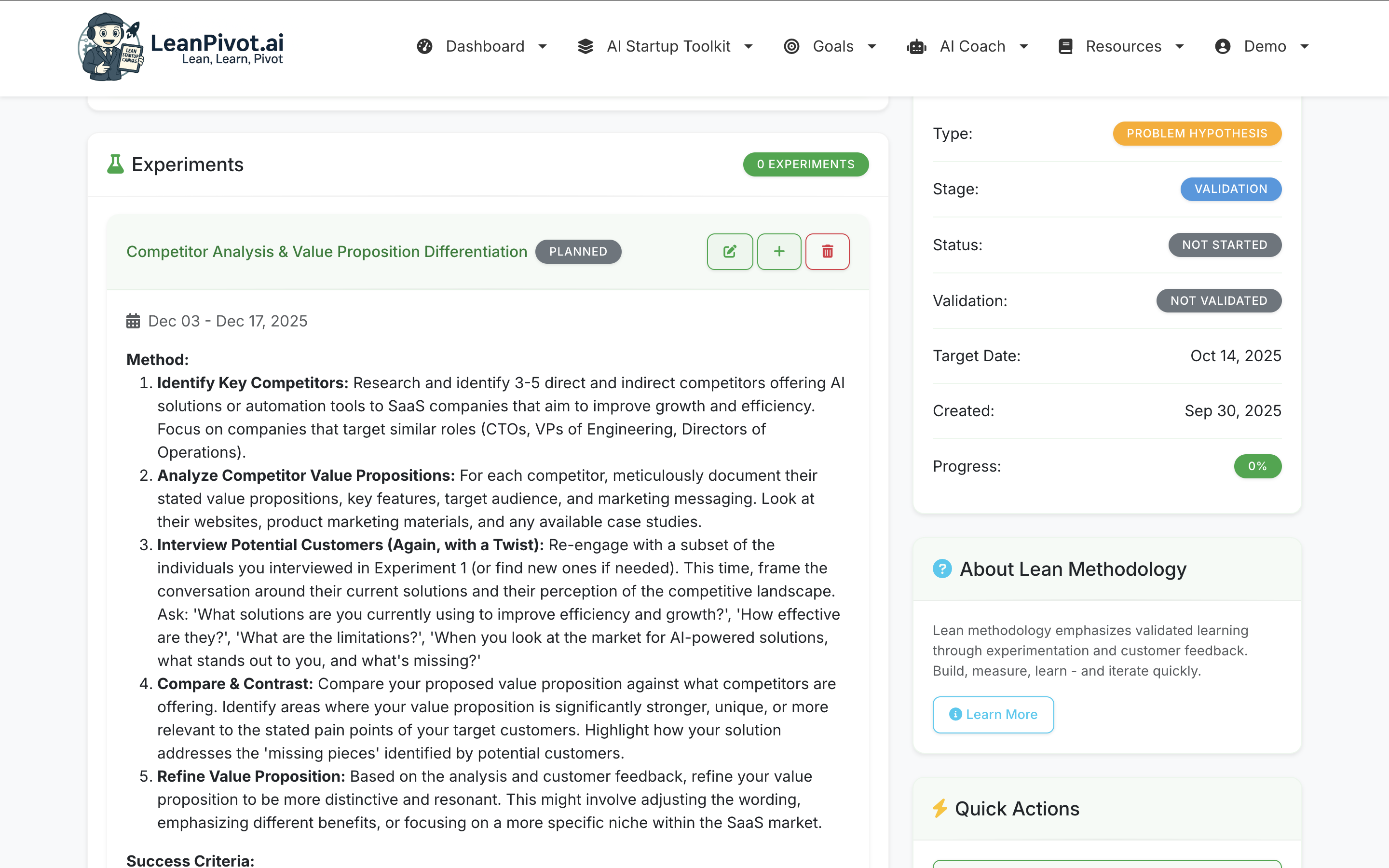 Lean Experiments View